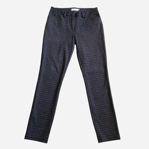 Calvin Klein grey plaid straight leg career trousers with pockets